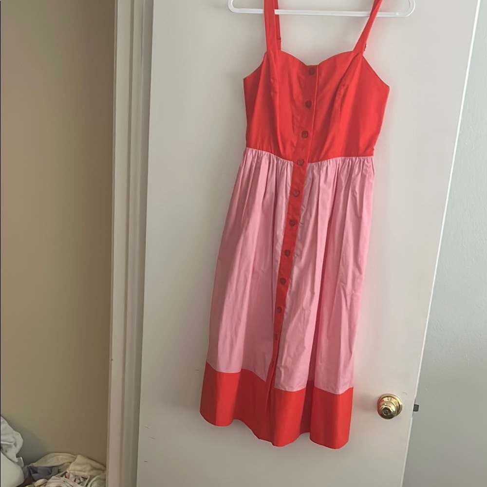Kate Spade Red and Pink Button-Down Dress
